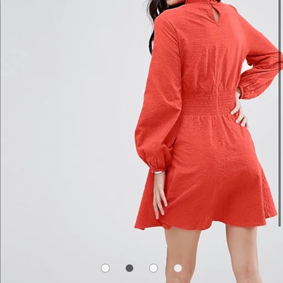 ASOS Mini Dress in Grid Texture with Shirred Waist - Picture 2 of 3